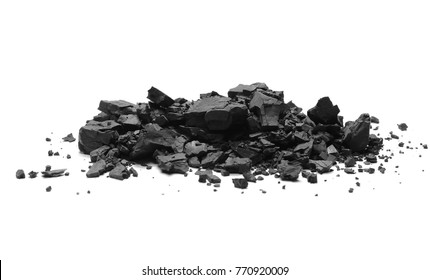 Pile black coal isolated on white background - Shutterstock ID 770920009
