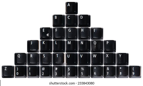 Pile Of Black Keyboard Keys Isolated On White Background