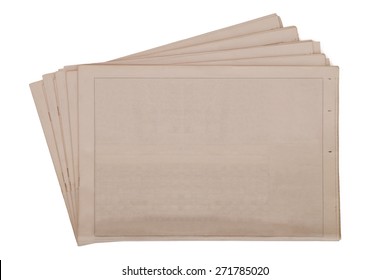 Pile of blank newspapers isolated on white background