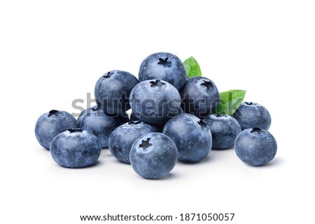 Pile of Blueberries fruits isolated on white background