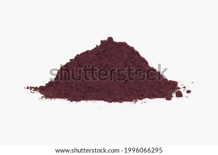 Pile of Blueberry powder isolated on white background. 