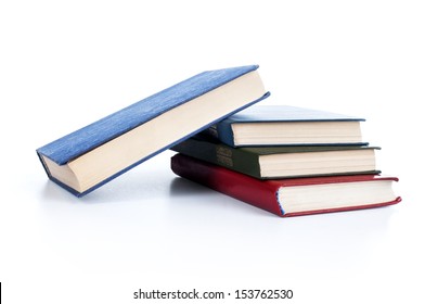 Pile Of Books Isolated On White Background.