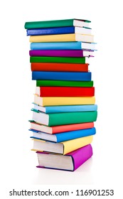 Pile Of Books On White Background