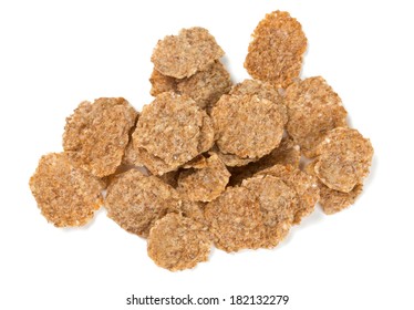 Pile Of Bran Flakes Isolated On White