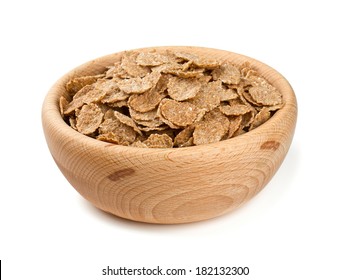 Pile Of Bran Flakes Isolated On White