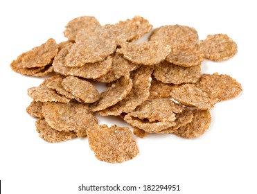 Pile Of Bran Flakes Isolated On White