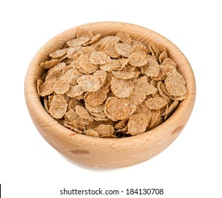 Pile Of Bran Flakes Isolated On White