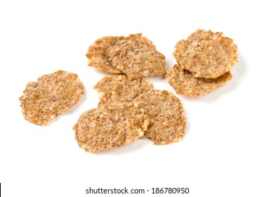 Pile Of Bran Flakes Isolated On White