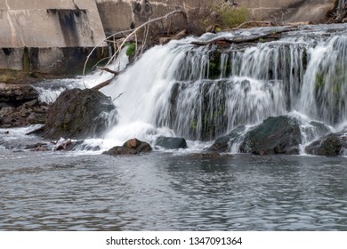 A Pile Of Branches At The Edge Of The Waterfall In Joplin, MO.