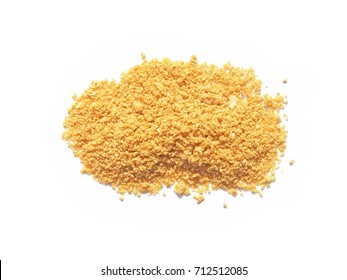 Pile Of Bread Crumbs Isolated On White. 