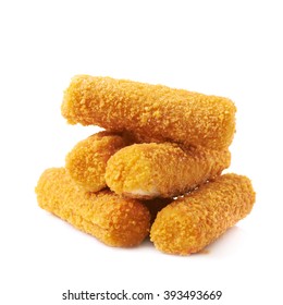 Pile Of Breaded Crab Sticks Isolated