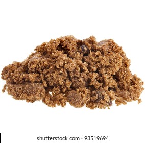 Pile Of Brown Dark Sugar On White Background