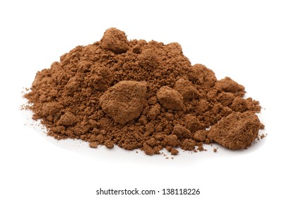 Pile of brown raw clay isolated on white