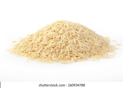 Pile Of Brown Rice On White Background