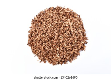 Pile Of Brown Wood Saw Dust Om White Background