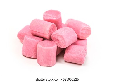 Pile Of Bubble Gum Pieces Isolated On White Background