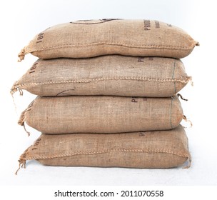 Pile of burlap sacks isolated 