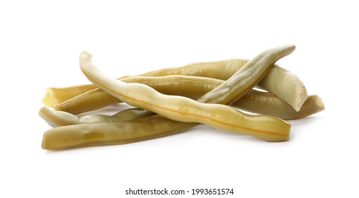 Pile Of Canned Green Beans On White Background