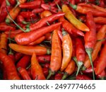 Pile of Capsicum Frutescens also called cayenne pepper or chili padi as a food background 