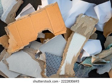 A Pile Of Cardboard Scrap Papers Close Up Top View