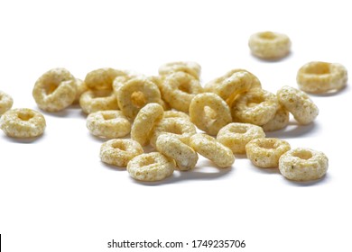 Pile Of Cheerios Isolated On A White Background 