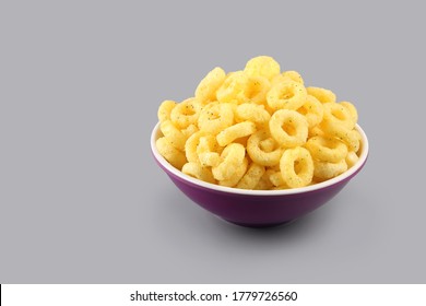 Pile of Cheese crispy Corn ring snack	
