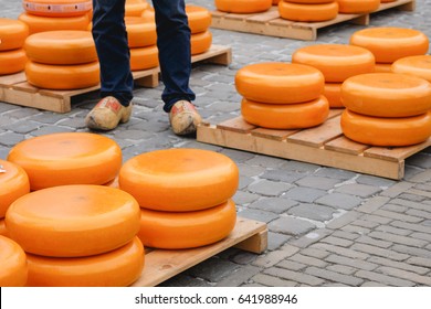 Pile Of Cheese In Gouda Cheese Market