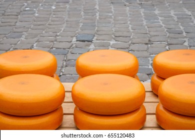 Pile Of Cheese In Gouda Cheese Market