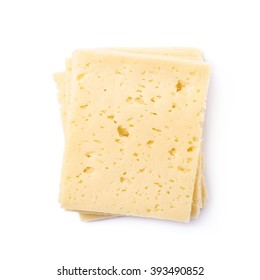 Pile Of Cheese Slices Isolated