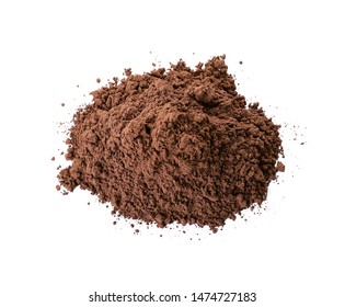 Pile Of Chocolate Protein Powder Isolated On White