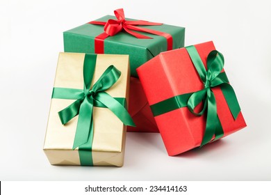 Pile Of Christmas Presents Isolated