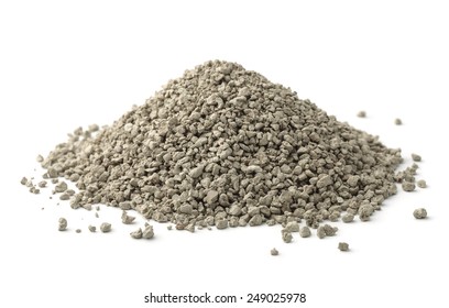 Pile Of Clumping Cat Litter Isolated On White