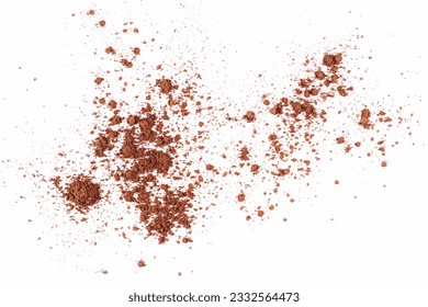 Pile cocoa powder isolated on white, top view