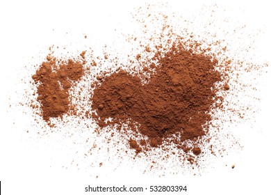 pile cocoa powder isolated on white background