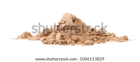 Pile of cocoa protein powder isolated over the white background