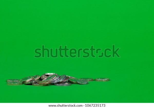Pile Coins Offset Left On Bright Stock Photo Edit Now