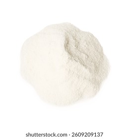 Pile of collagen powder isolated on white, top view