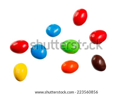 A pile of colorful chocolate coated candy