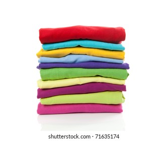 Pile Of Colorful Clothes Over White Background