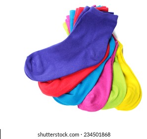 Pile Of Colorful Socks On White Background