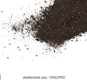 Pile of composition of the iron powder and vermiculite  Isolated on White Background