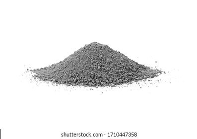 Pile of concrete sand mix isolated on white.  Grady cement powder isolated on white.