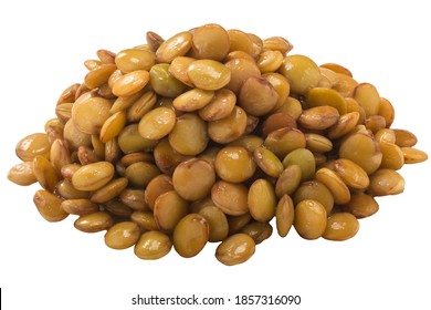 Pile Of Cooked Lentils (Lens Culinaris Seeds) Isolated