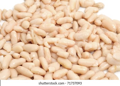 A Pile Of Cooked White Beans On A White Background