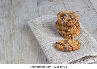 Pile Of Cookies With A Straw Ribbon