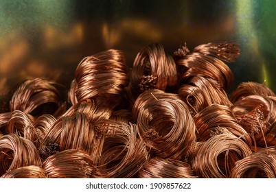 Pile Of Copper Wire Scrap Secondary Raw Materials Industry