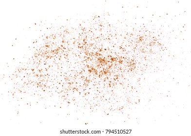 Pile coriander seasoning ground on a white background, with top view - Shutterstock ID 794510527