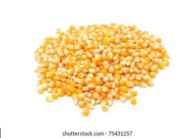 Pile of Corn Kernels Isolated on White Background