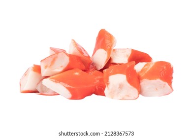 Pile Of Crab Meat Isolated On White Background. Crab Meat Isolated. 