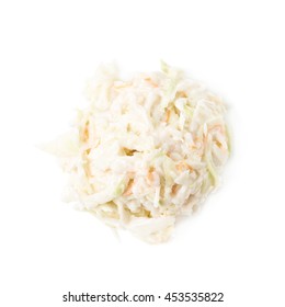 Pile Of Creamy Coleslaw Salad Isolated Over The White Background